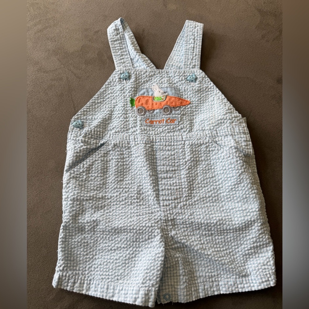 Good Lad Infant Boys Easter Bunny Seersucker Shortall Overall Set 12 months